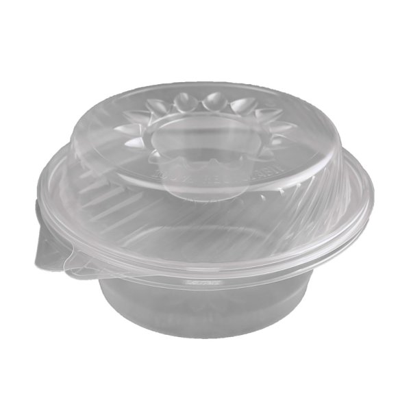 100 Stk. Salatschale klar mit Dipfach im Domdeckel 2100 ml